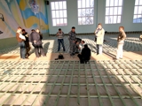 Realizacja parkietów w sali gimnastycznej w Winnicy na Ukrainie. Zdjęcie nr: 42