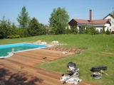 Taras drewniany przy basenie. Realizacja w Polkowicach.